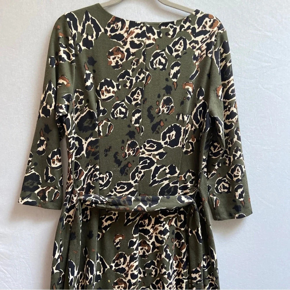 K design belted abstract printed long sleeve midi shift dress Sz XL - Picture 4 of 14